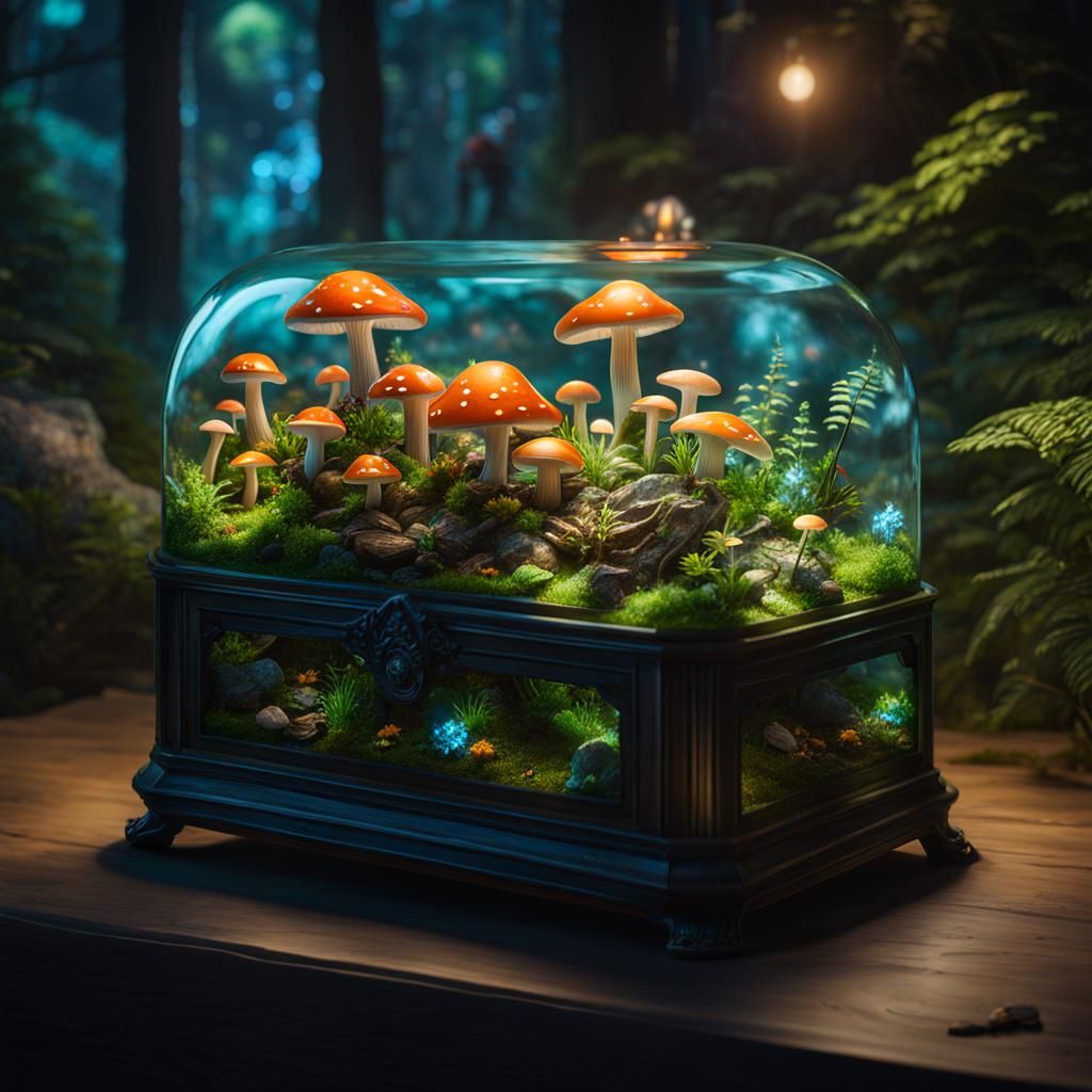 Bioactive Terrarium: Sustainable Forest with Bioluminescence