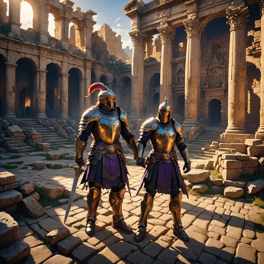 Heroic Warrior in Baroque Fantasy Arena