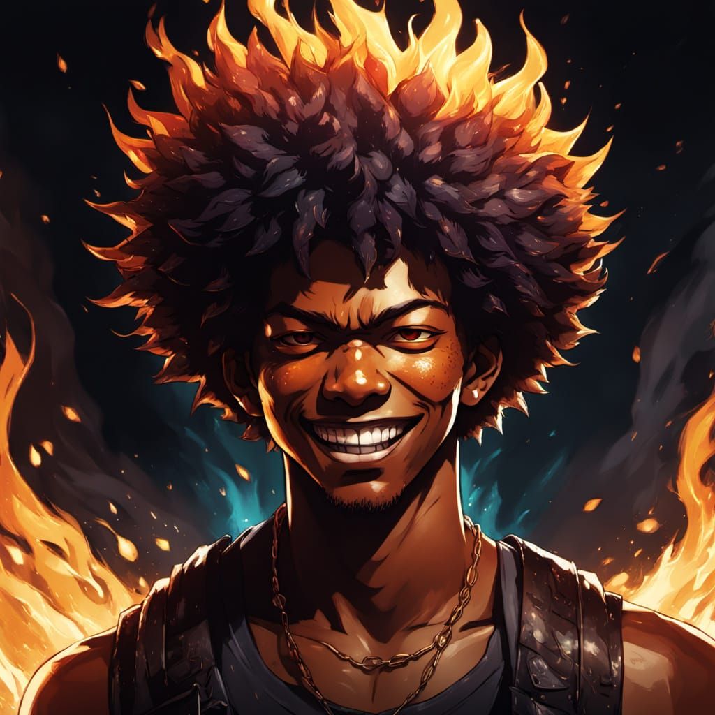 Dark Fantasy Anime Portrait of African American Teenage Boy ...