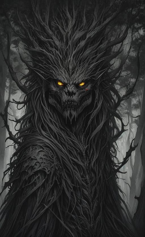 Terrifying Werewolf on Forest Path in Gothic Horror Style