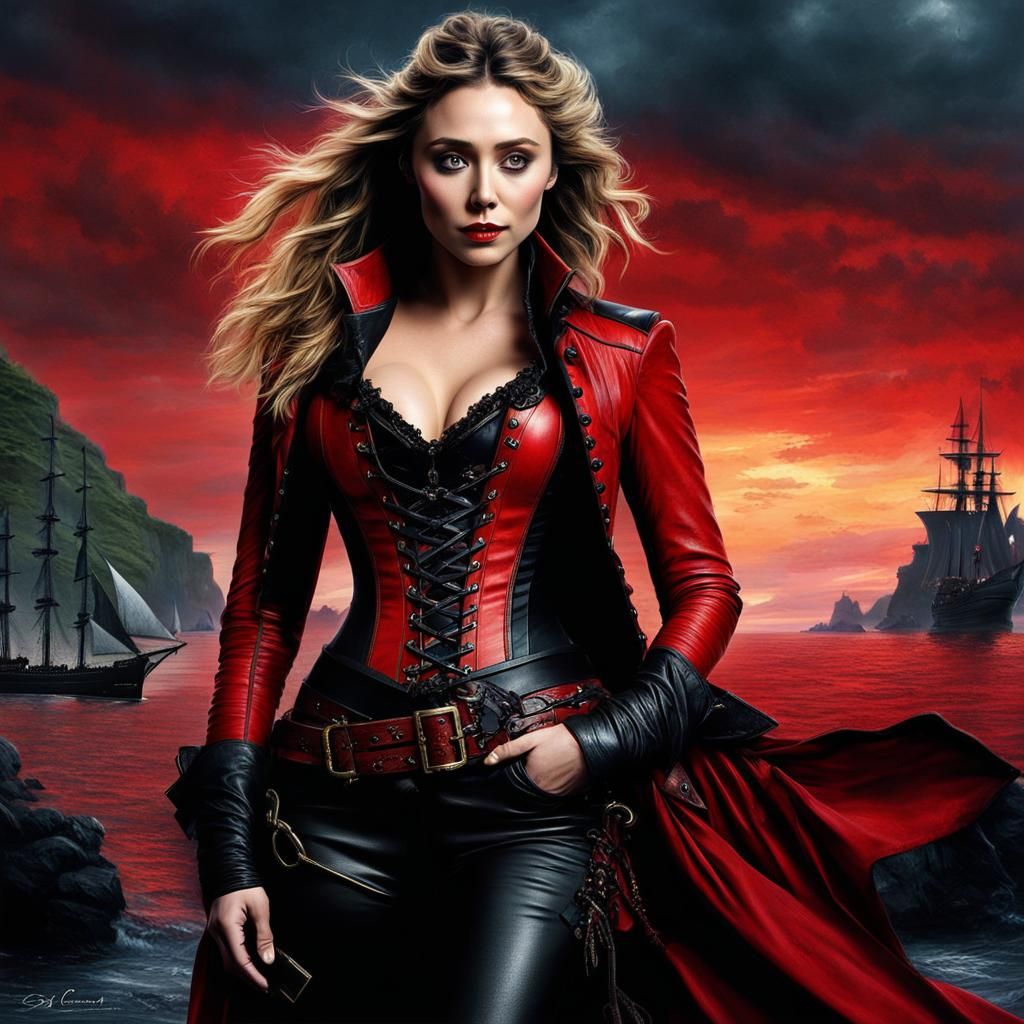 Elizabeth Olsen as Pirate in Detailed Portrait