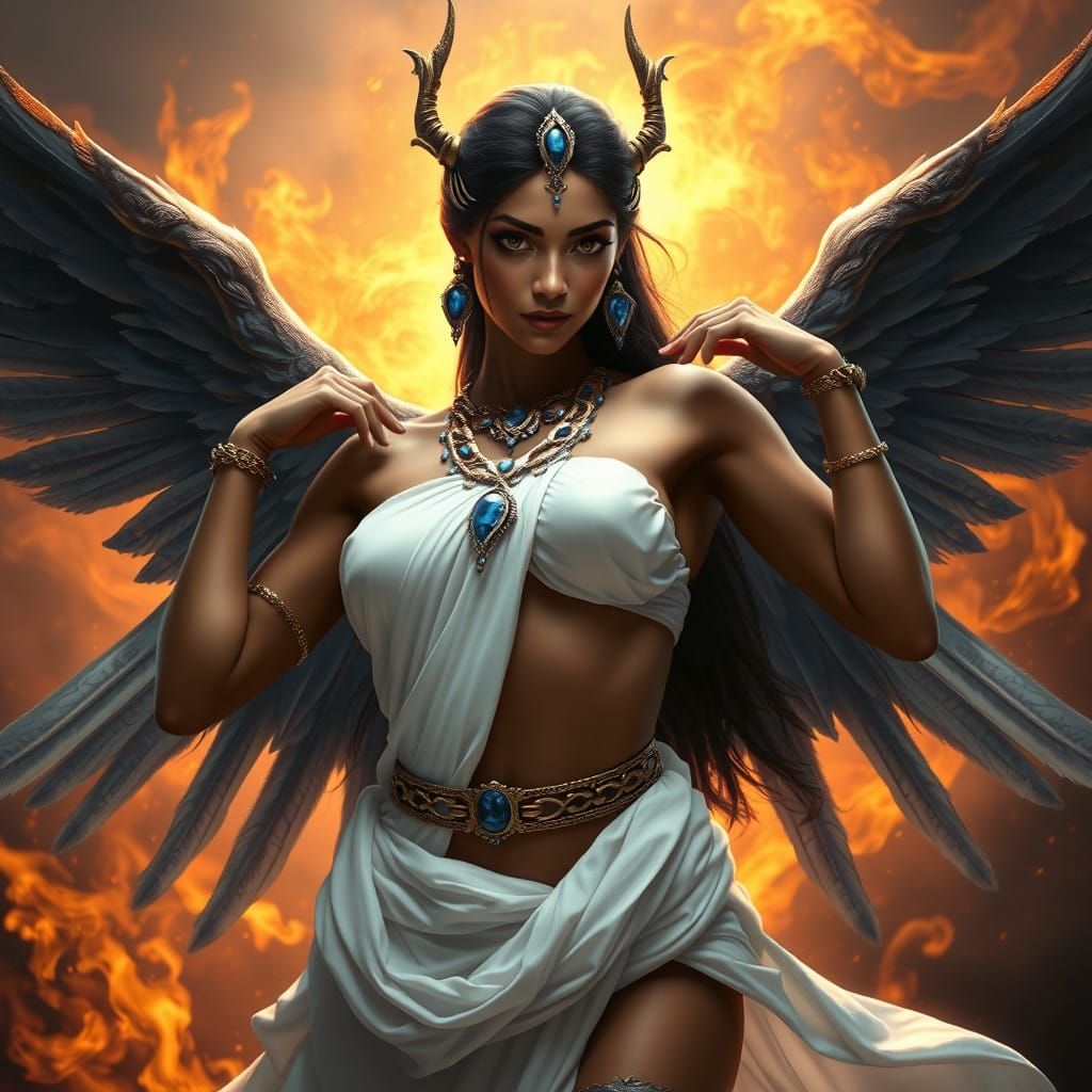 Ishtar, Mesopotamian Goddess of Heaven and Earth, in Regal S...