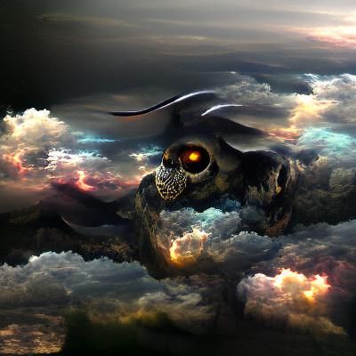God of Darkness with Flying Skull Matte Painting