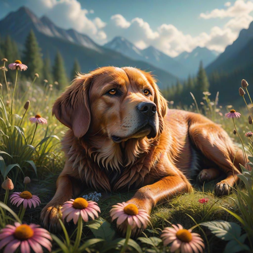 Labrador Retriever Moon Spider Hybrid in Meadow