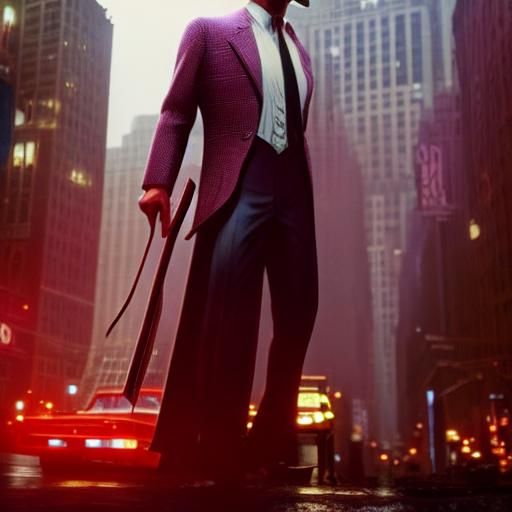 1980s Businessman in New York: Dark Fantasy Art