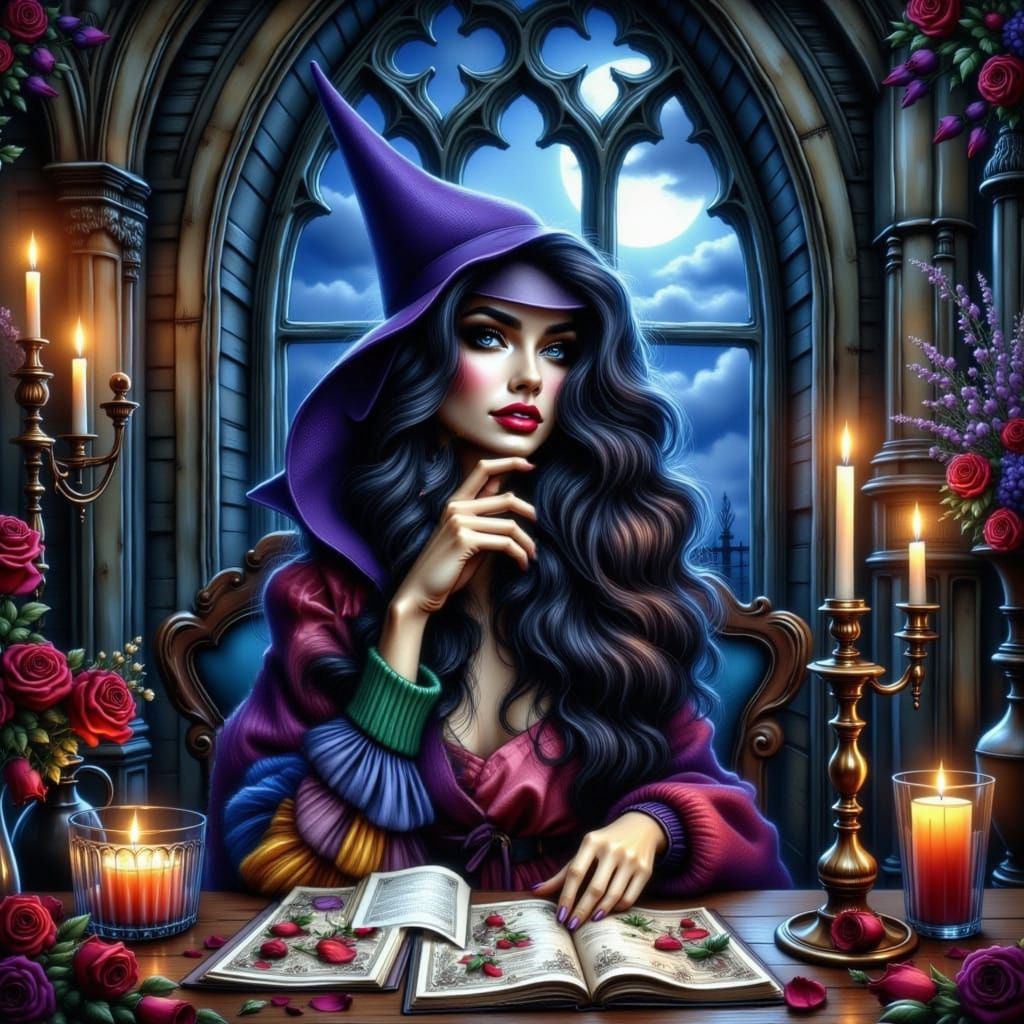 Tarot Witch Reading Pendulum Table in Colorful Clothes