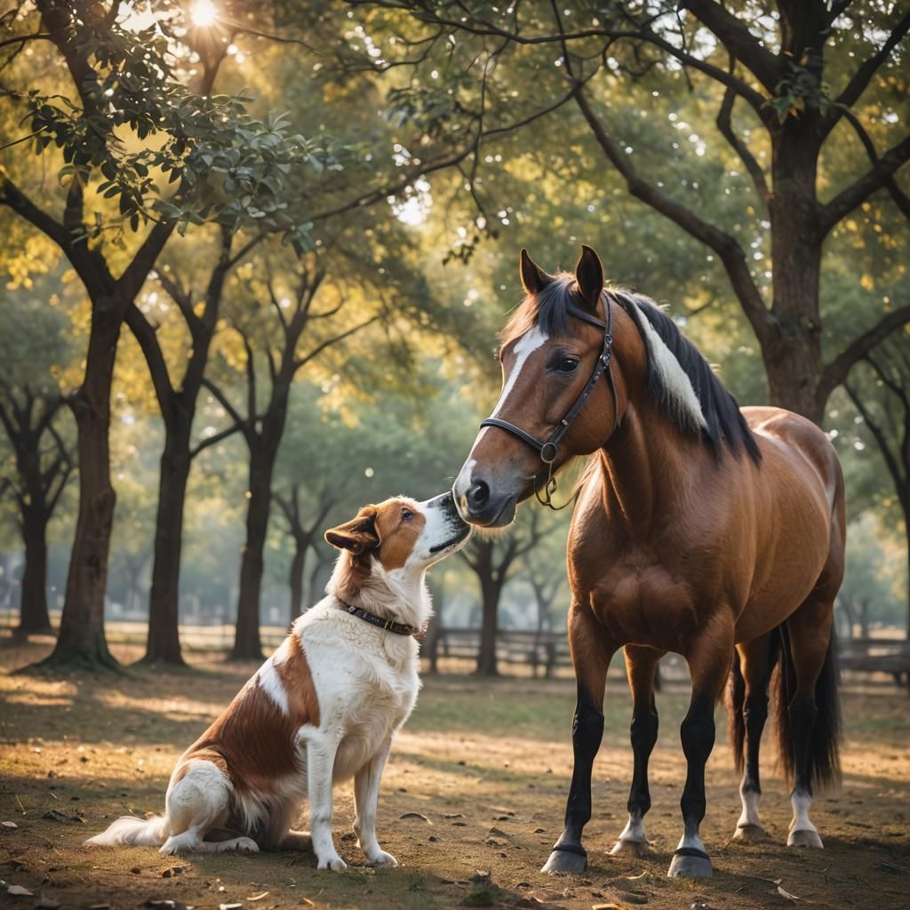Horse and Dog Interspecies Love Photograph
