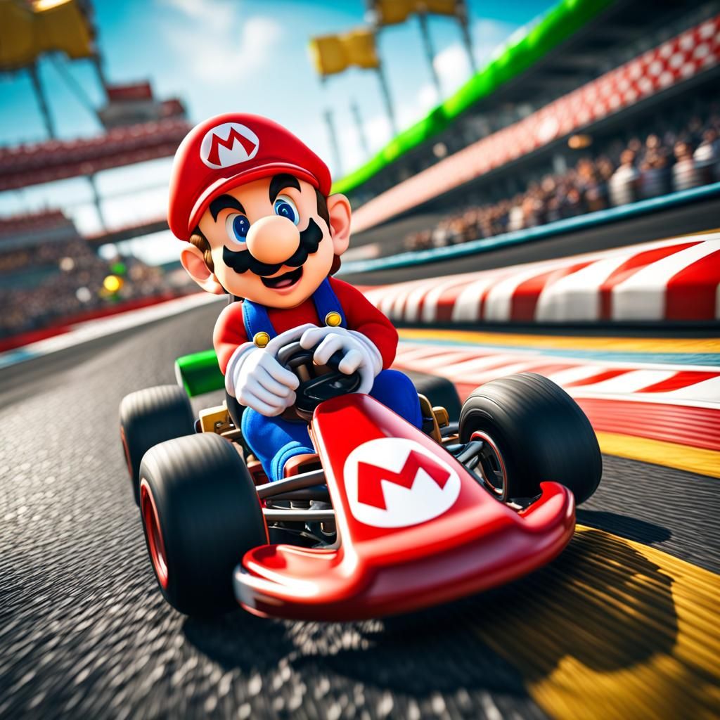 Hyperrealistic Mario Kart Scene in HDR