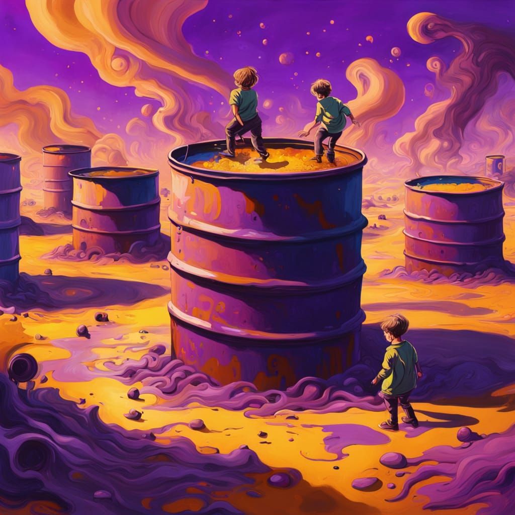 Surreal Playground: Children Playing in Toxic Environment