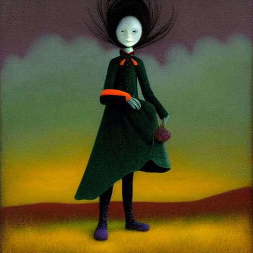 Sinister Portrait of a Child with Striped Stockings