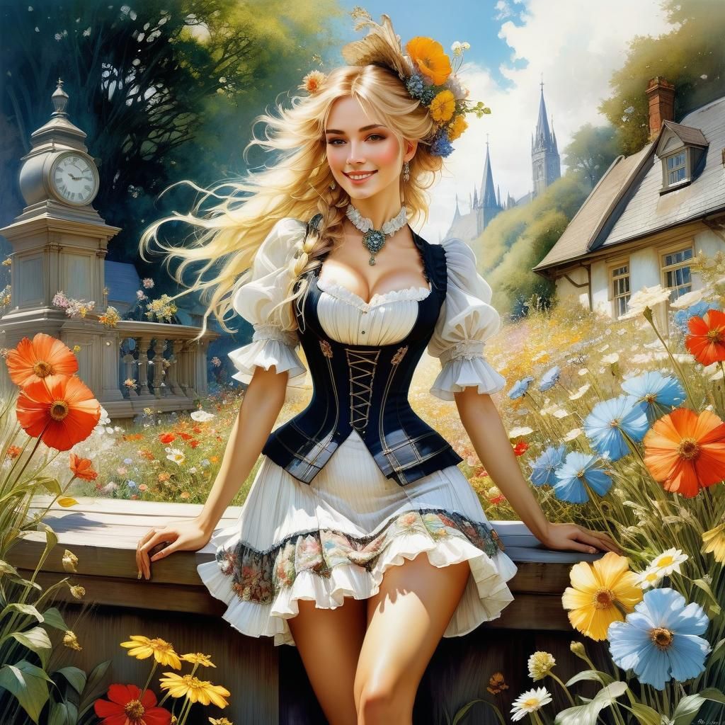 Victorian Girl in Arthur Rackham Anime Style