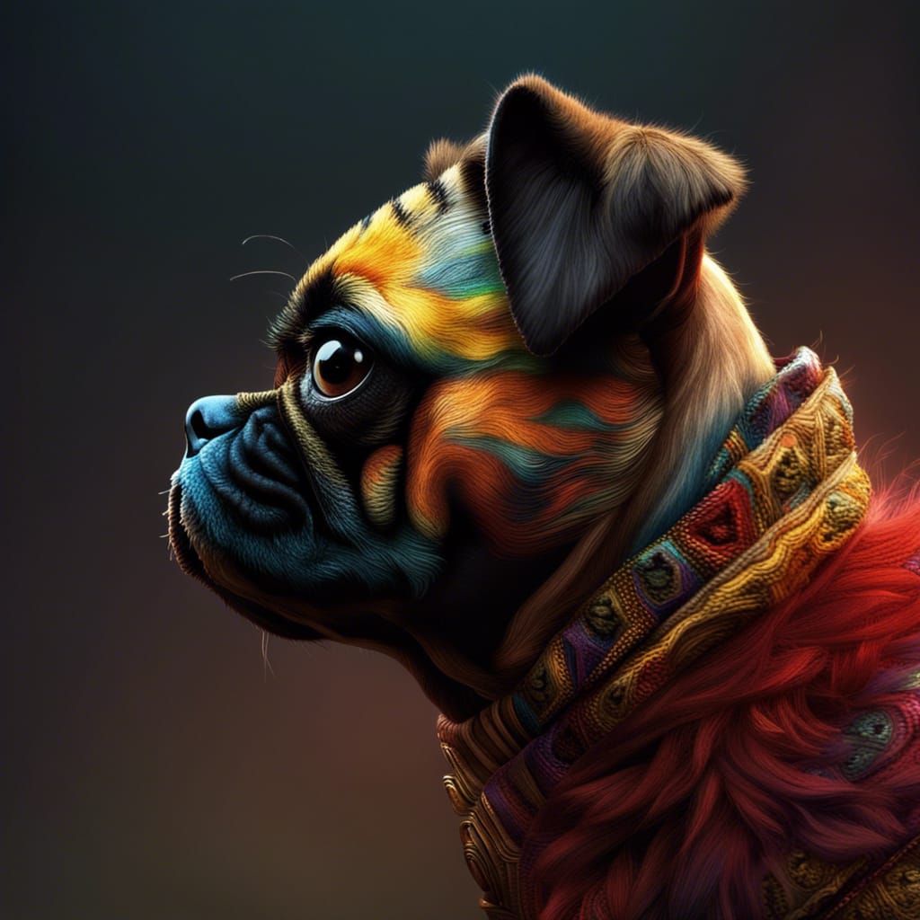 Humanoid with Pug Face in Detailed Fantasy Art