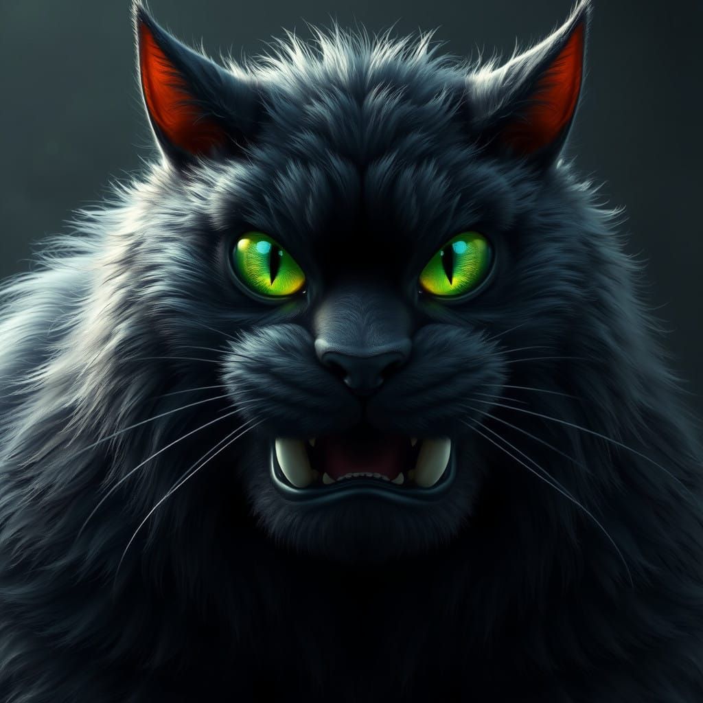 Majestic Behemoth Cat in Vibrant Fantasy Realm