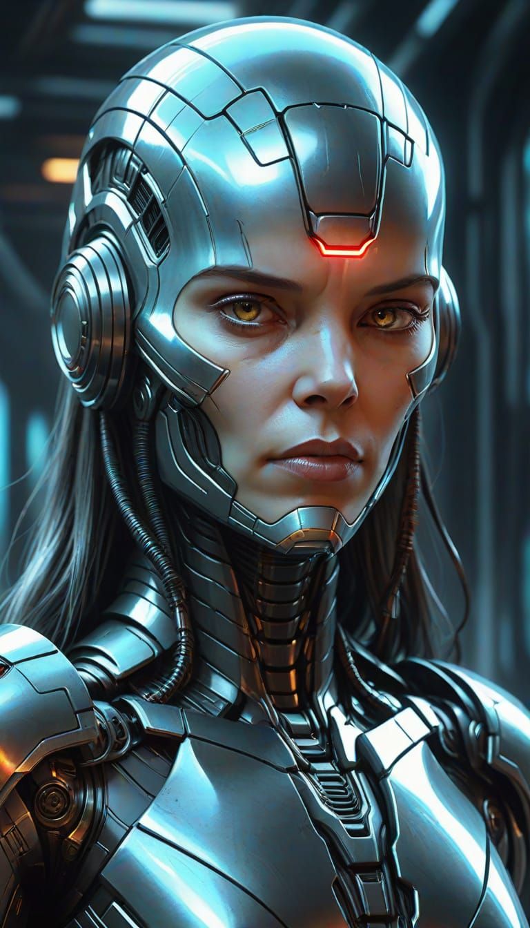 Cyberpunk Ironman Portrait in HR Giger Style