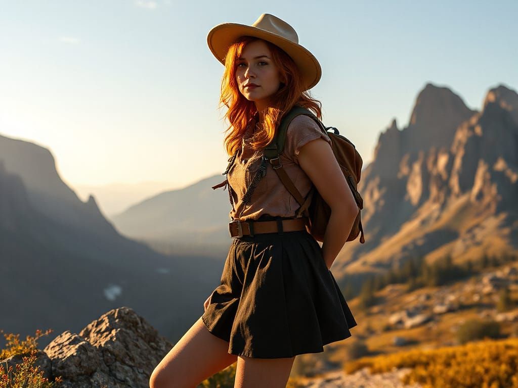 Lone Traveler Overlooks Golden Valley in Romantic Realism St...