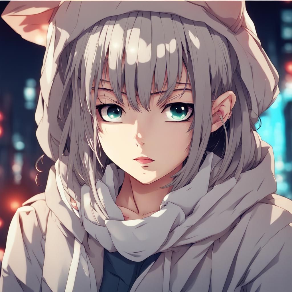 Intense Anime Girl Glare in Manga Style