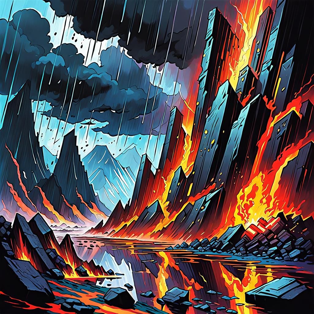 Apocalyptic Earthquake Storm With Lava Cataclysm