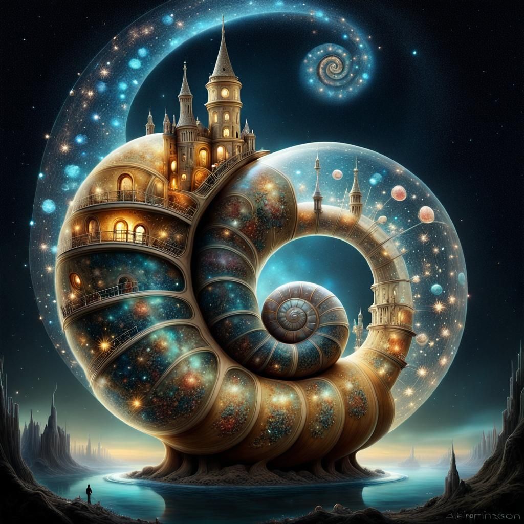 Surreal Galaxy Snail Portal by Alexander Jansson