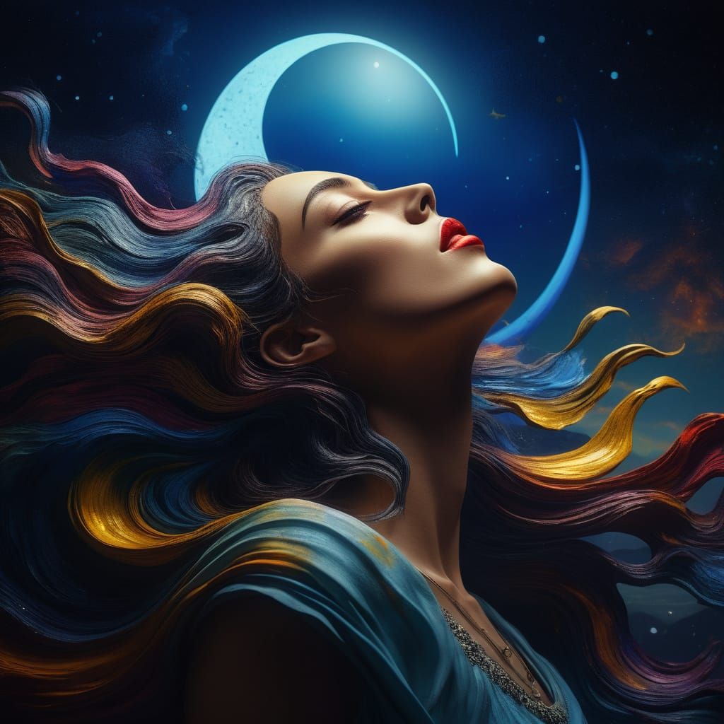 Woman in Starry Nighttime Elegance