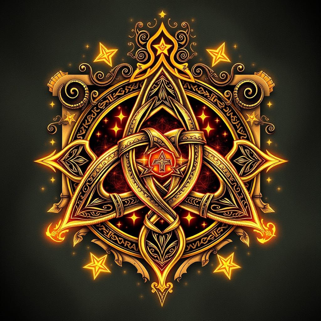 Glowing Celtic Knot Tattoo in Fantasy Style