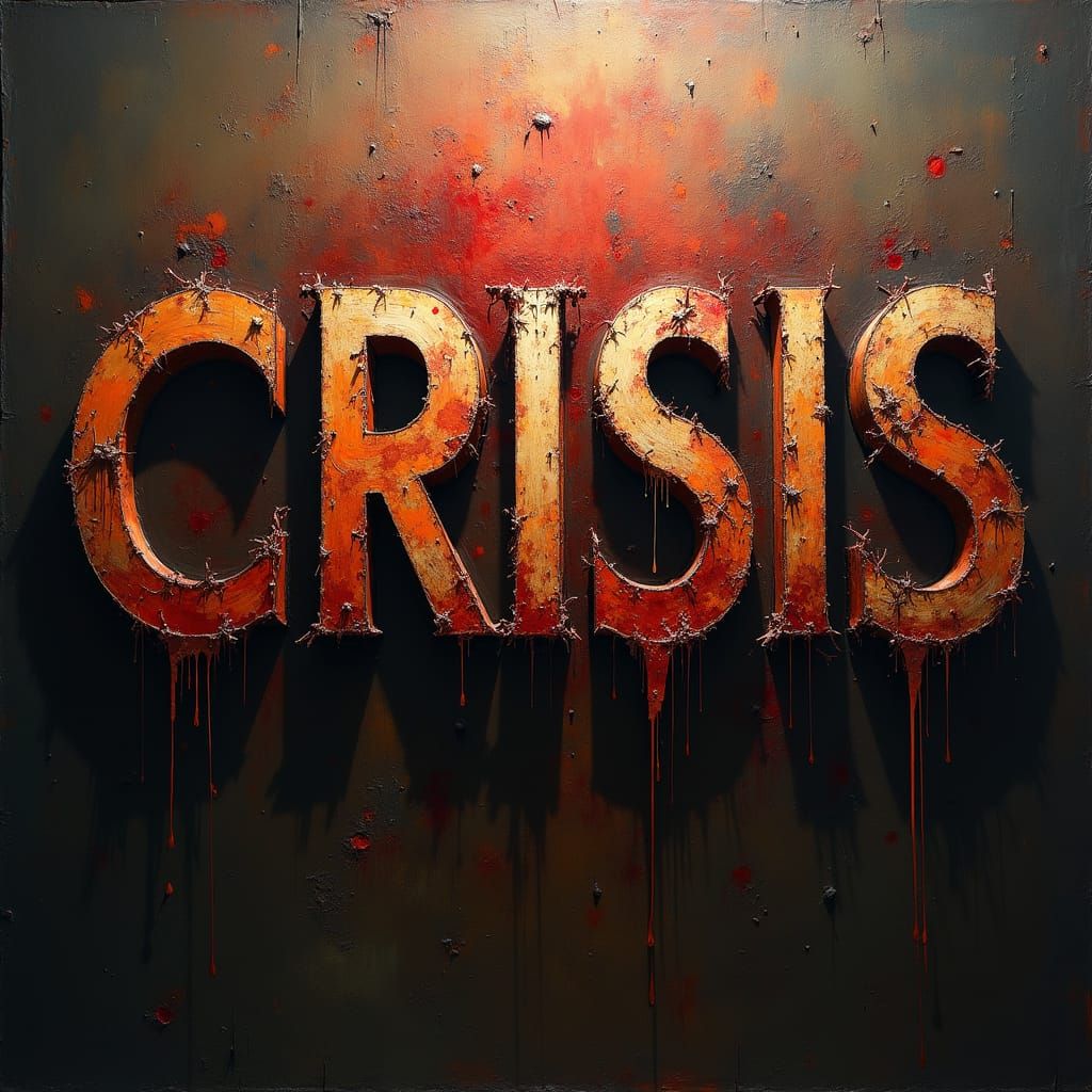 Dramatic Crisis Image with Broken Glass