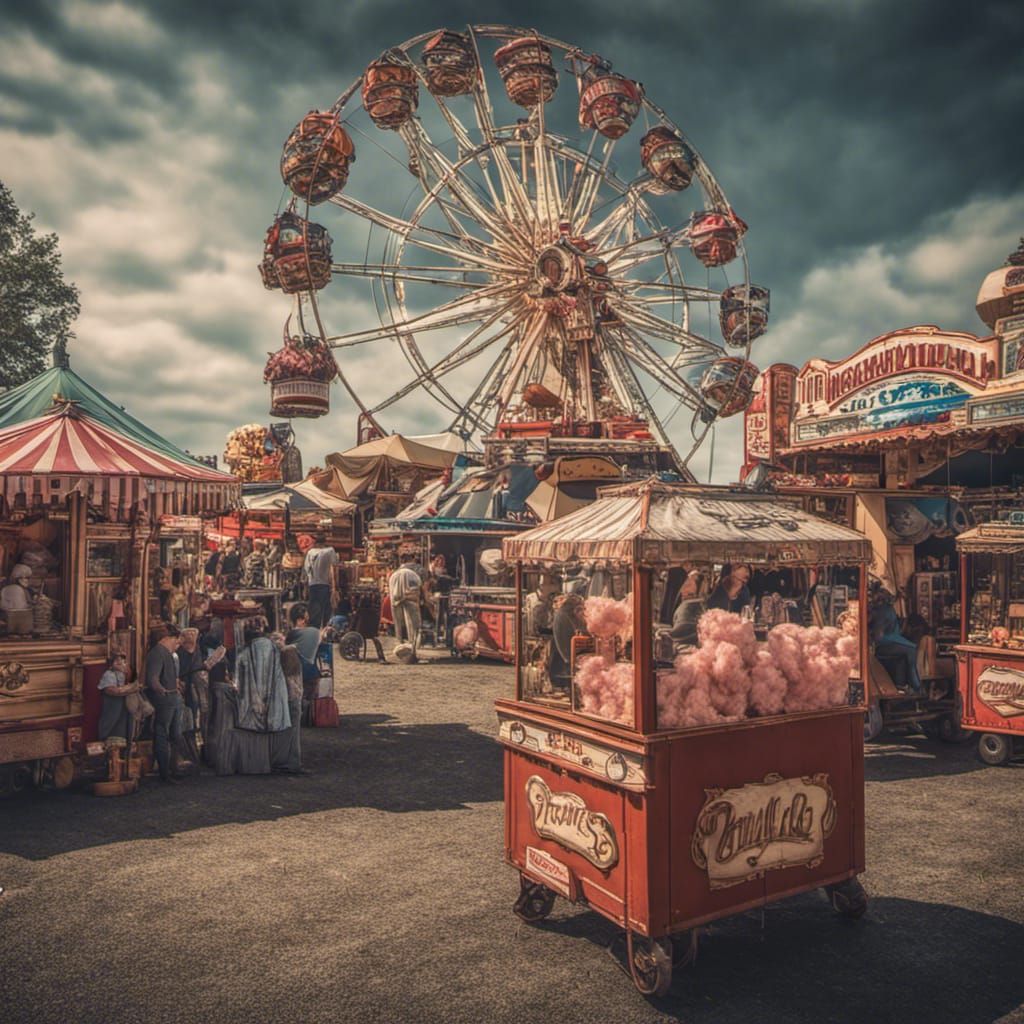 Vibrant Fair Scene in Hyperrealistic Detail