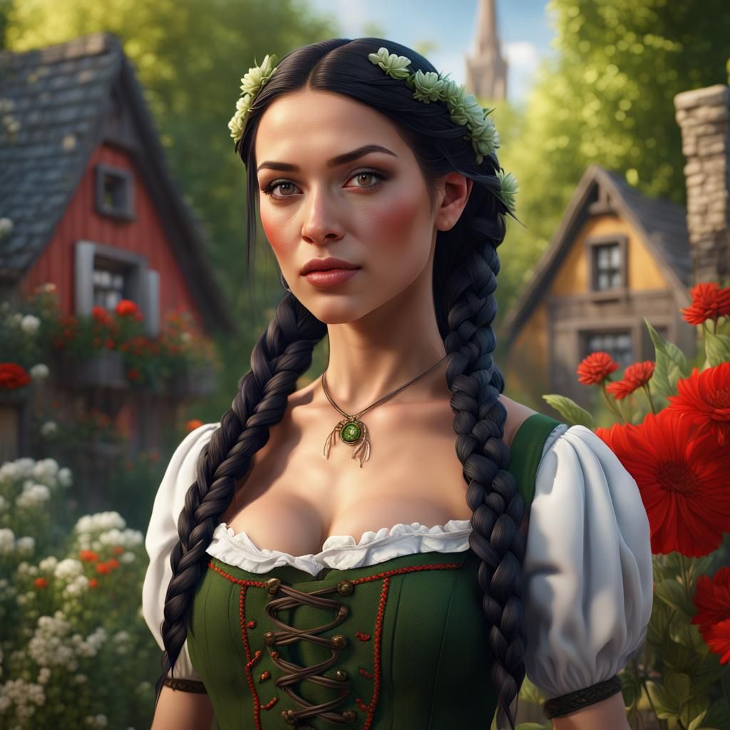 Beautiful Woman in German Beer Maid Outfit