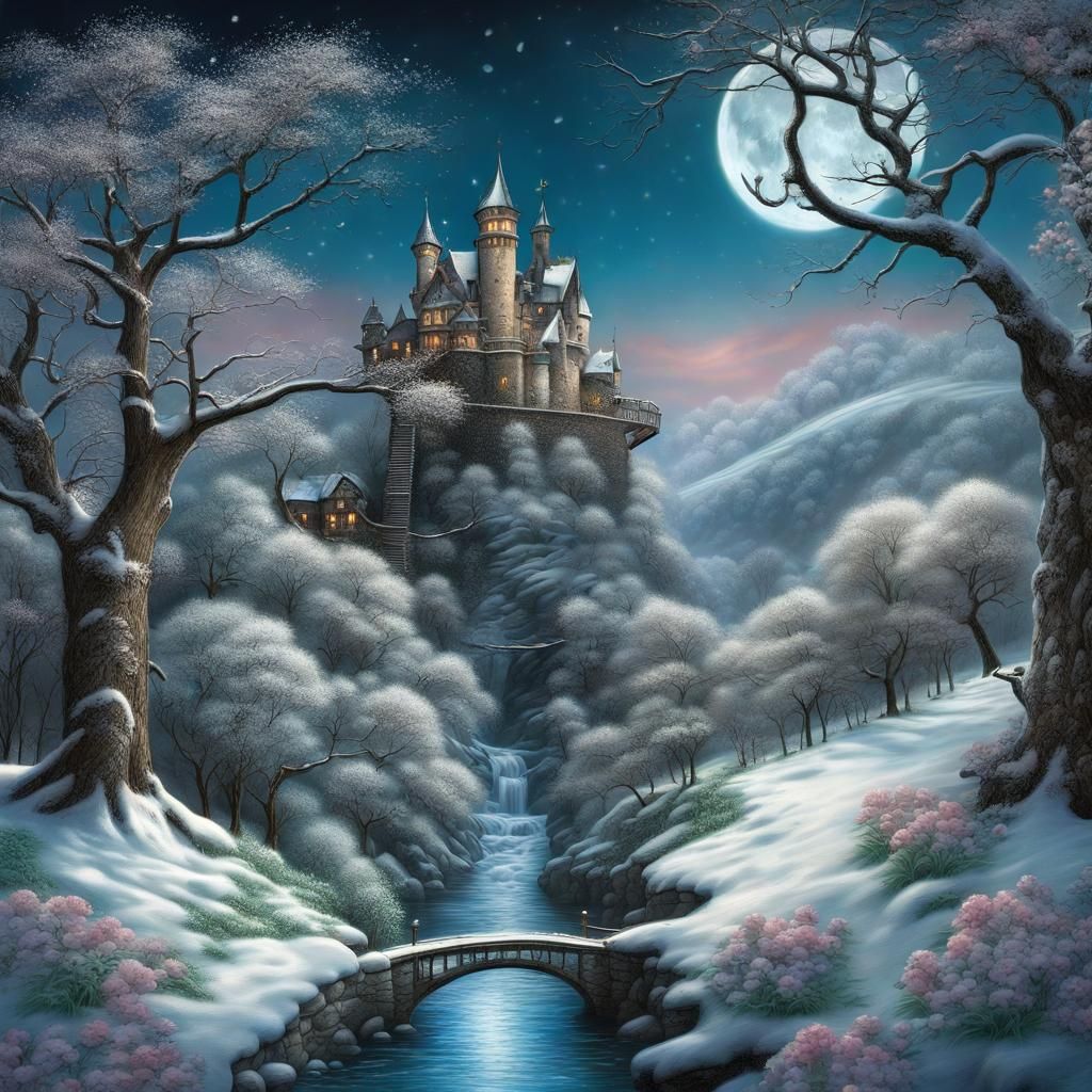 Winter to Spring: Fantasy Landscape in Detailed Matte Painti...