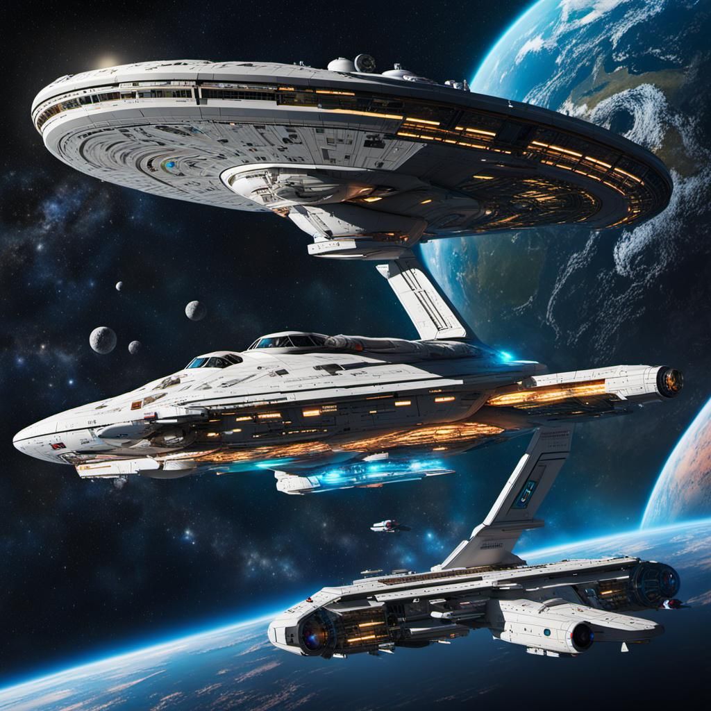 Starship Enterprise Docking: Hyperrealistic Splash Art