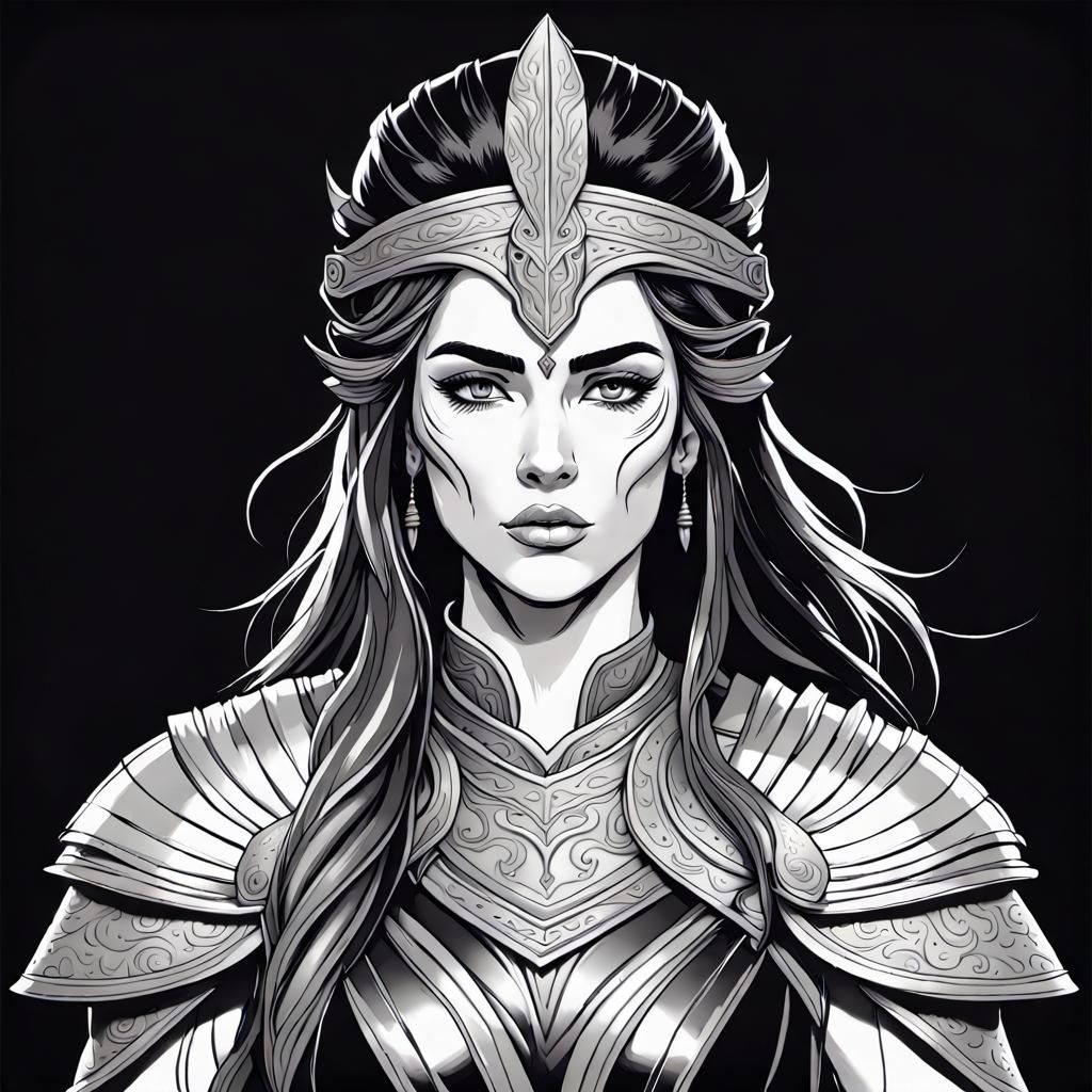 Boudaci the Warrior Queen: Line Illustration