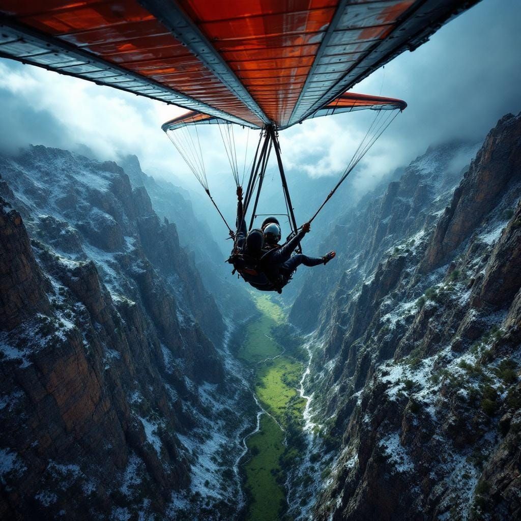 Hang Glider's View of a Deep Ravine