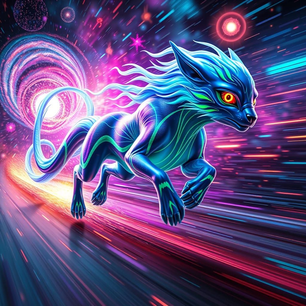 Cyberpunk Bipedal Creature in HyperVoid Racing