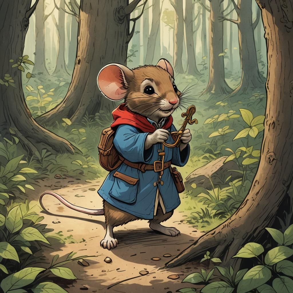 Mouse Adventurer Finds Mysterious Key in Forest
