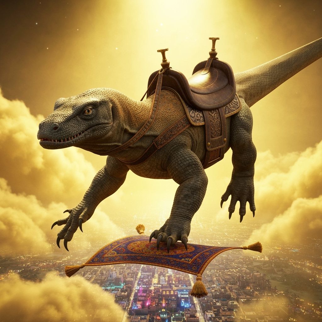 Komodo Dragon on Magic Carpet in 3D