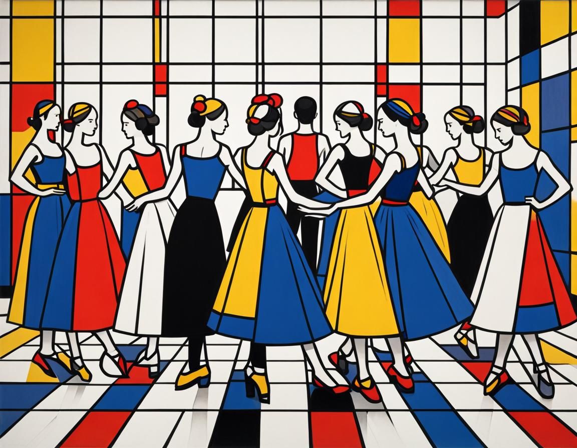 The dance class in the style of Mondrian