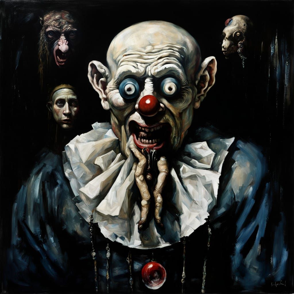 Dramatic Oil on Canvas Nightmare Scene in Impasto Style