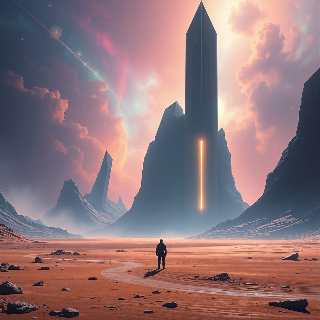 Epic Sci-Fi Alien Landscape with Geometric Structures