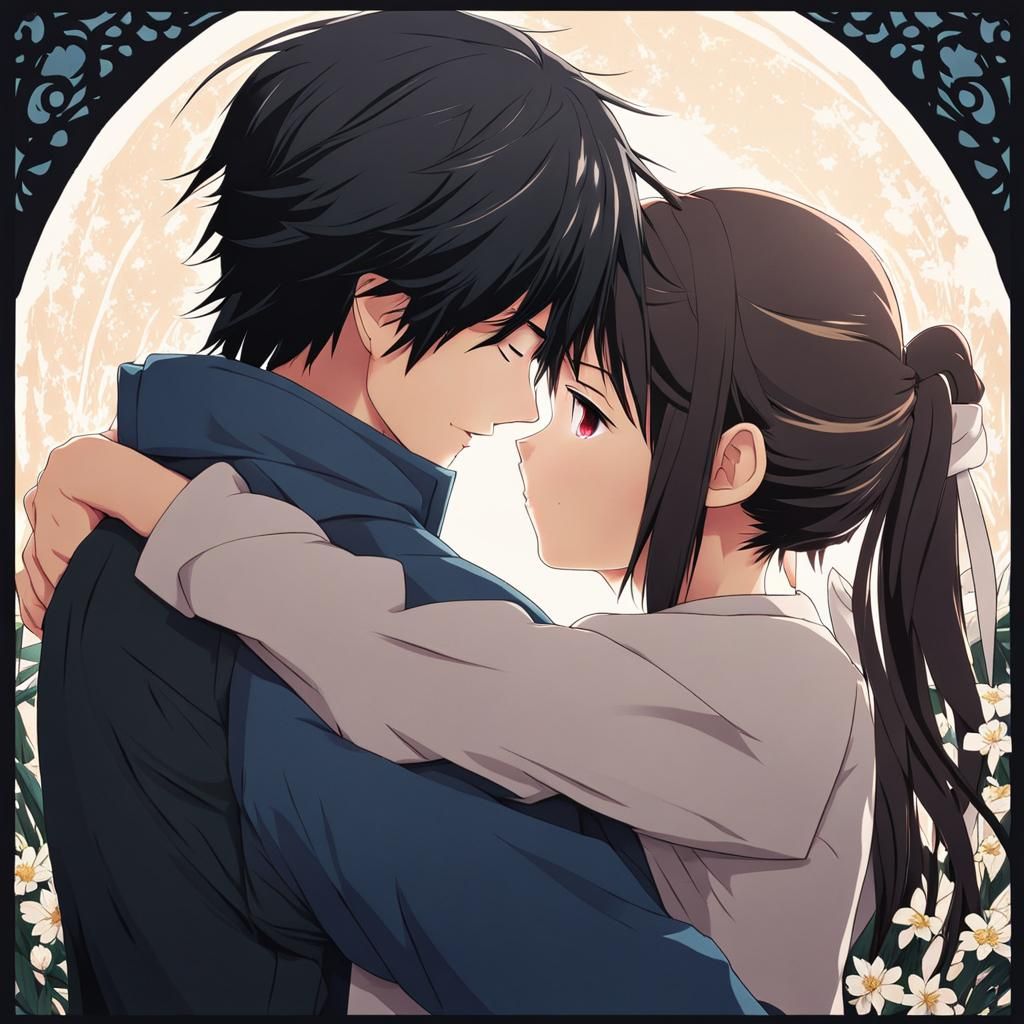 Anime Style: Girl Cries in Boy's Chest