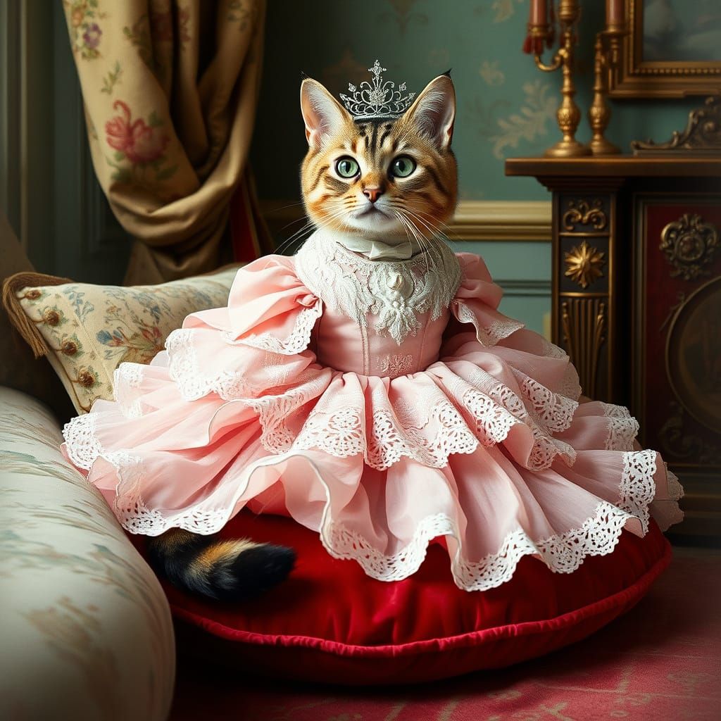 a cat dressed as a princess