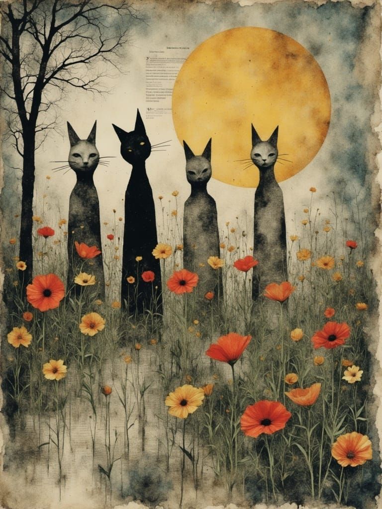 Surreal Dadaist Poster with Cursive Writing and Golden Ratio