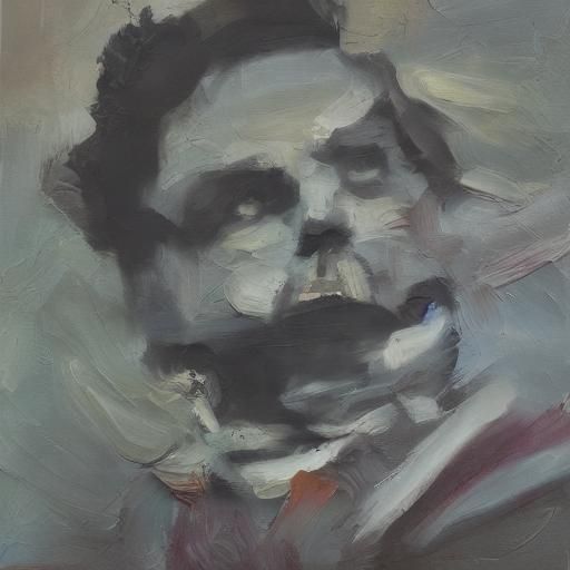 Abstract Expressionist Portrait in Military Shirt