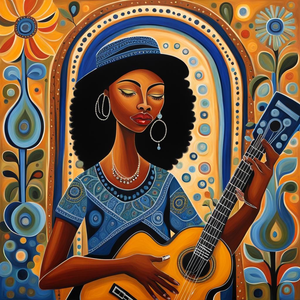 Soulful Blues Singer in Abstract Art Style