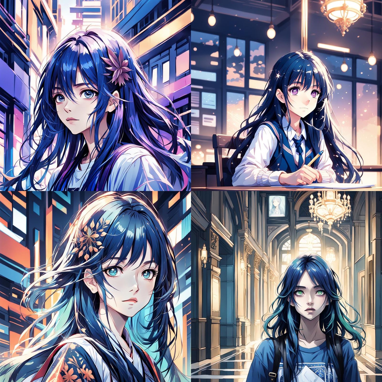 Anime High School Girl in Cel-Shaded Style