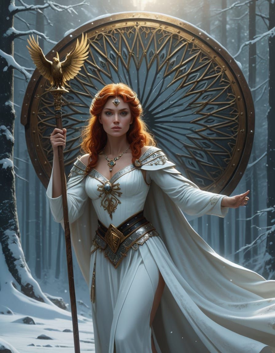 Mythical Goddess of Winter in Cinematic Fantasy Realism