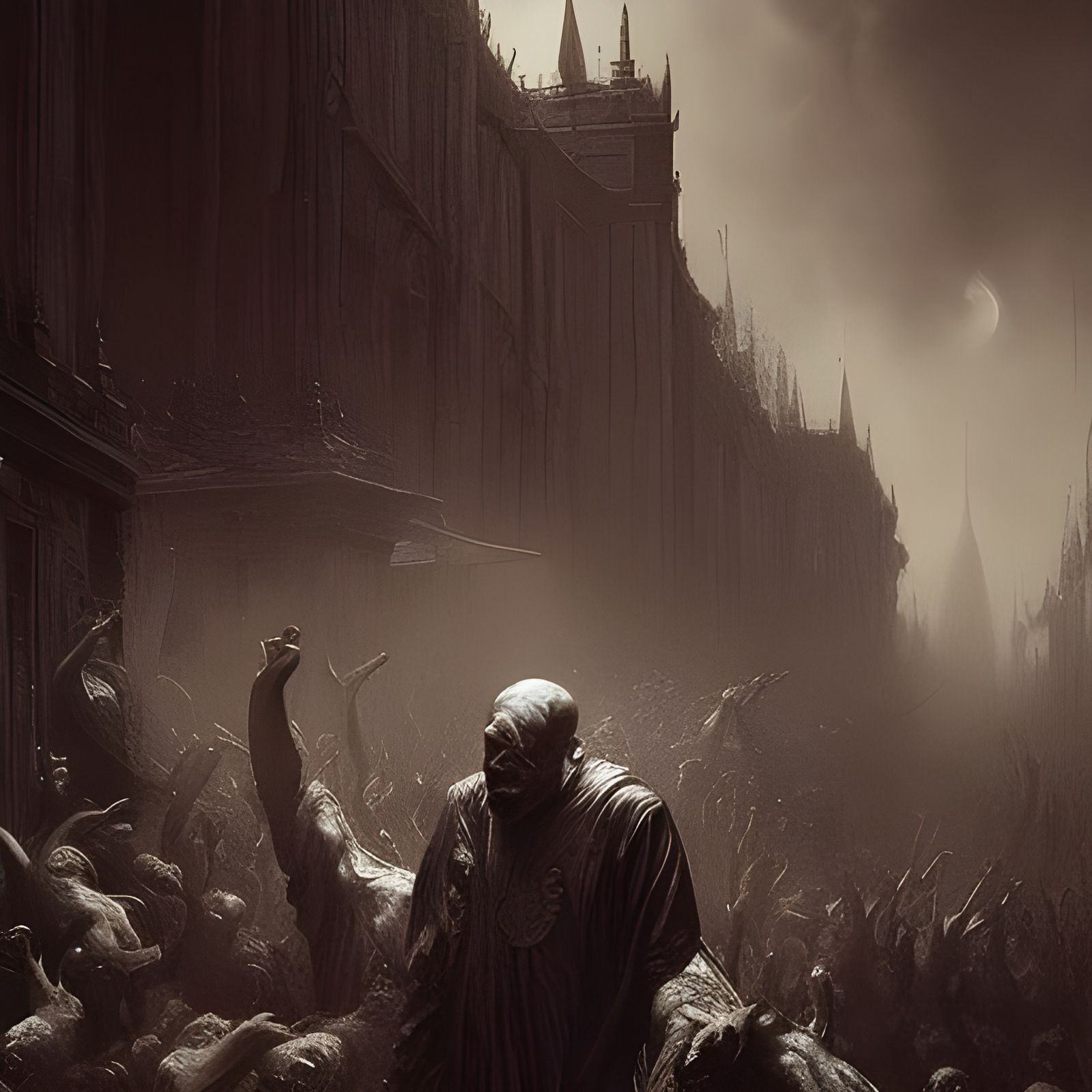 Horrific Blood Movement Run in Engraving Style