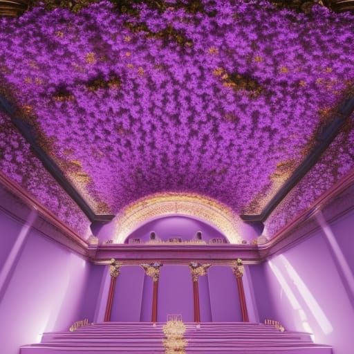 Violet Flower in Golden Hall with Vines