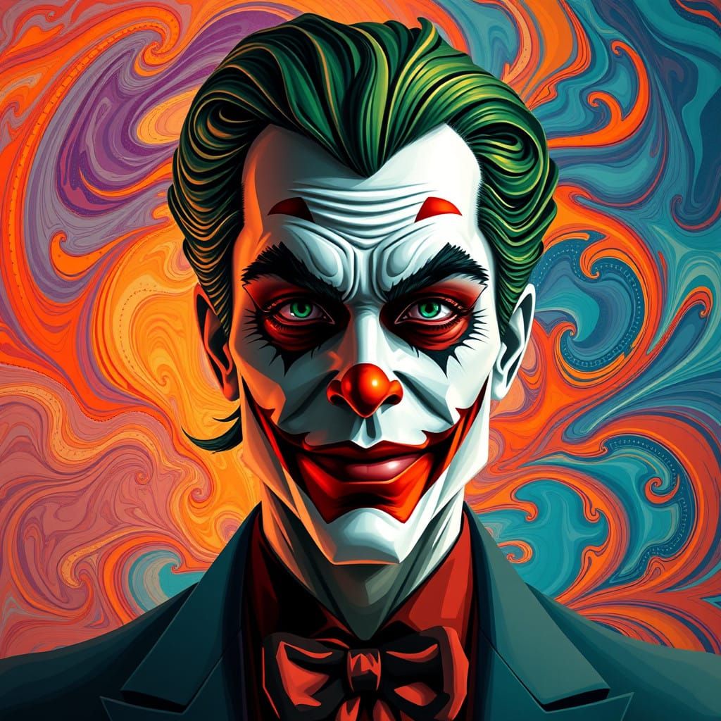 Ethereal Joker Portrait in Neo-Impressionist Style