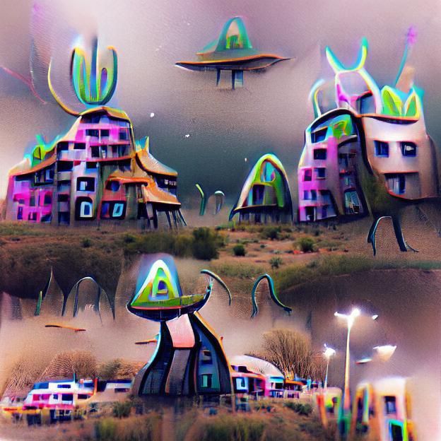 Otherworldly Alien City with Strange Buildings