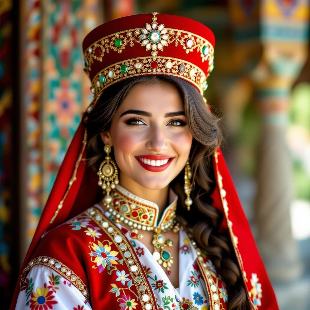 Armenian Woman in Traditional Costume, Art Nouveau Style