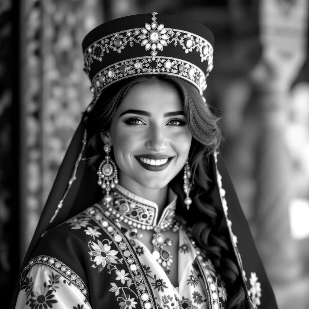 Armenian Woman in Ornate Tarasian Costume and Jeweled Headdr...
